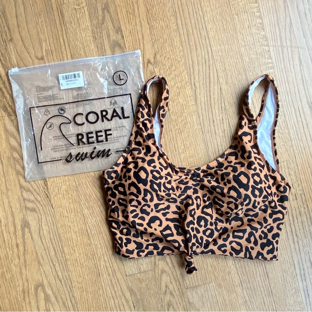 BRAND NEW - Coral Reef Swim Traveler Top Leopard Cheetah Print sz Large (12-14)